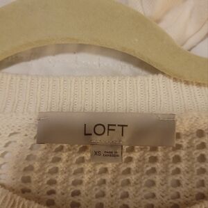 LOFT Cream And Navy Open Knit Sweater